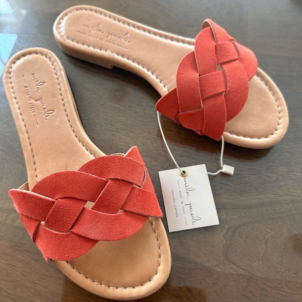 Mila Paoli Red Braided Sandals